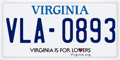 VA license plate VLA0893