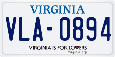 VA license plate VLA0894