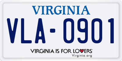 VA license plate VLA0901