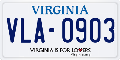 VA license plate VLA0903