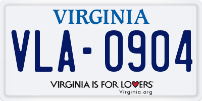 VA license plate VLA0904