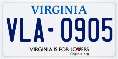 VA license plate VLA0905