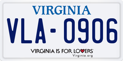 VA license plate VLA0906