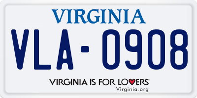 VA license plate VLA0908