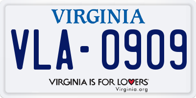 VA license plate VLA0909