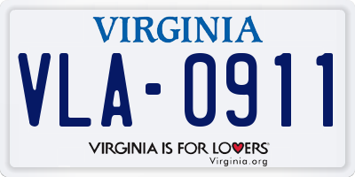 VA license plate VLA0911