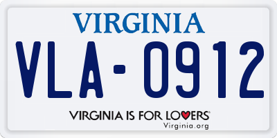 VA license plate VLA0912