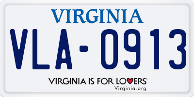 VA license plate VLA0913