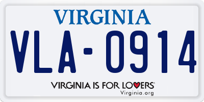 VA license plate VLA0914