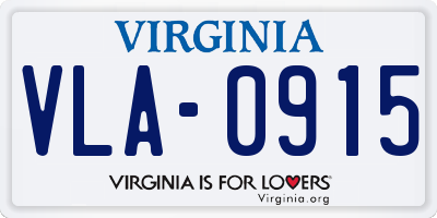 VA license plate VLA0915