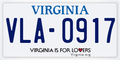 VA license plate VLA0917