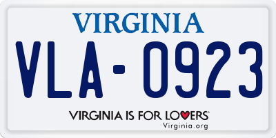 VA license plate VLA0923