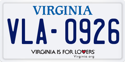 VA license plate VLA0926