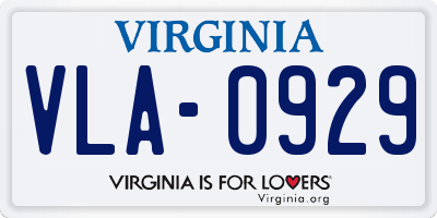 VA license plate VLA0929