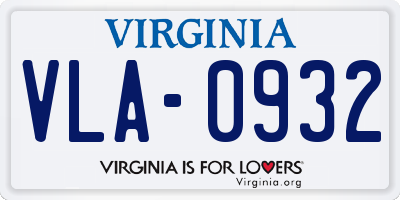 VA license plate VLA0932