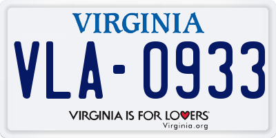 VA license plate VLA0933