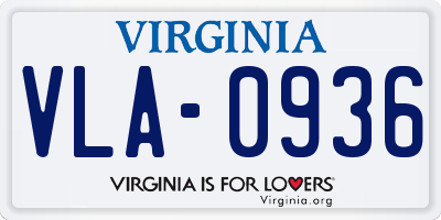 VA license plate VLA0936
