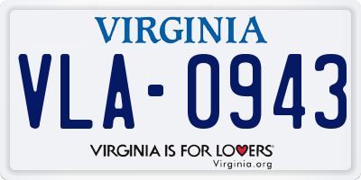 VA license plate VLA0943