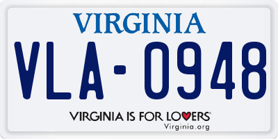 VA license plate VLA0948