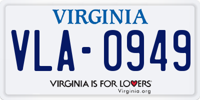VA license plate VLA0949