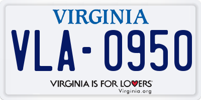 VA license plate VLA0950