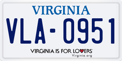 VA license plate VLA0951