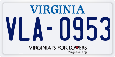 VA license plate VLA0953