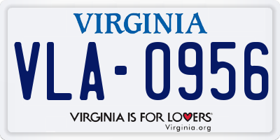 VA license plate VLA0956