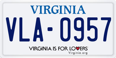 VA license plate VLA0957