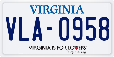 VA license plate VLA0958