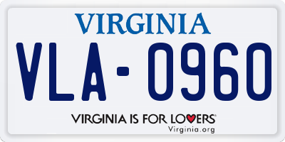 VA license plate VLA0960