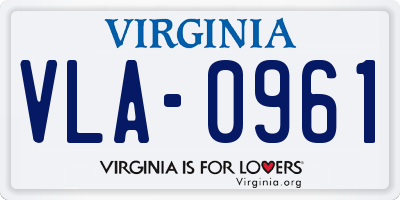 VA license plate VLA0961