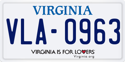 VA license plate VLA0963