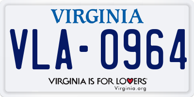 VA license plate VLA0964