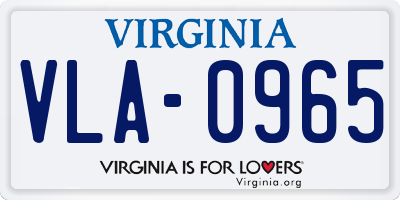 VA license plate VLA0965