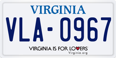 VA license plate VLA0967
