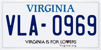 VA license plate VLA0969
