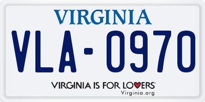VA license plate VLA0970