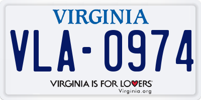 VA license plate VLA0974