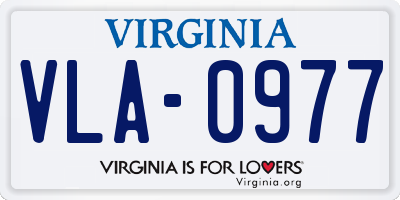 VA license plate VLA0977