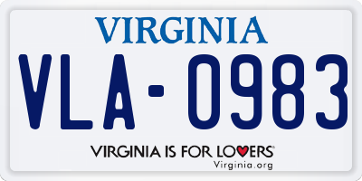 VA license plate VLA0983