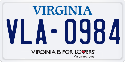 VA license plate VLA0984