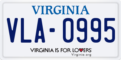 VA license plate VLA0995