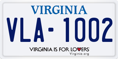 VA license plate VLA1002