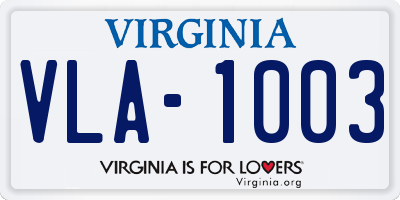 VA license plate VLA1003