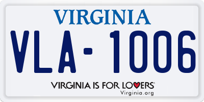 VA license plate VLA1006