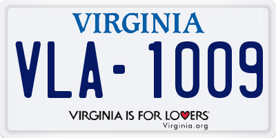 VA license plate VLA1009