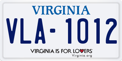 VA license plate VLA1012