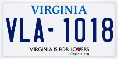 VA license plate VLA1018
