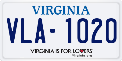 VA license plate VLA1020